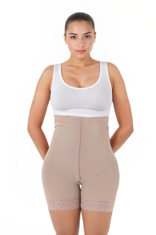 High-Waist Shorts with Front Hooks & Strong Compression