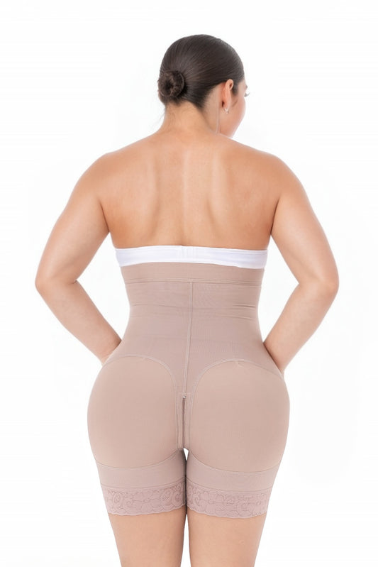 High-Waist Shorts with Front Hooks & Strong Compression